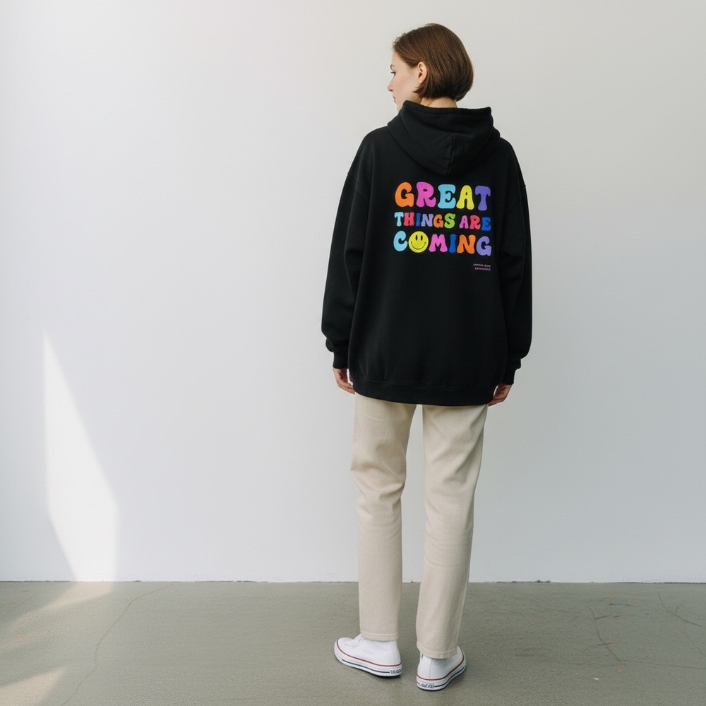 SOLD 🤍 Limited Edition White Fox Hoodie – “Great Things Are Coming” 🤍